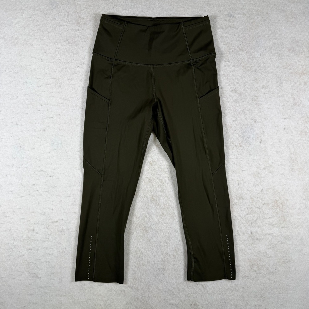 Lululemon Speed Up High-Rise Crop 23" Size 4 Dark Olive Green Running Leggings
